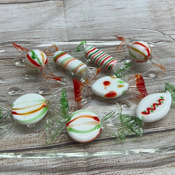 Lot of 8 Vintage Hand Blown Glass Candies - Picture 1 of 5